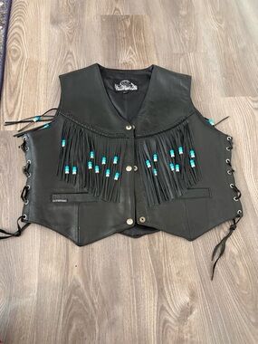 Western Boho Leather Fringe Vest - 
Leather King - Beaded